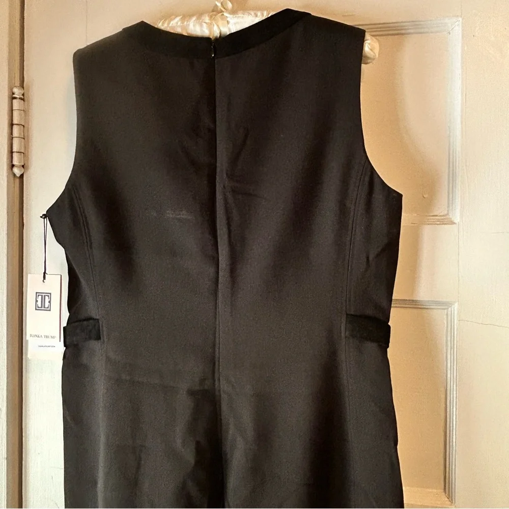 Ivanka Trump Black Sleeveless Cocktail Sheath Dress sz 12 Suede like Details NWT - Picture 3 of 8